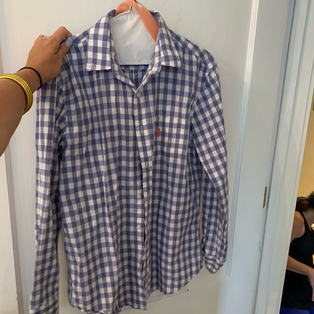 Johnnie-O blue/ white checkered button down